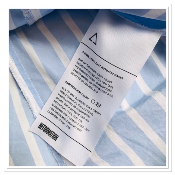 Reformation Etta Top In Lydia Striped Ruffle Edge Button Up Front Blue Size L - Picture 10 of 10